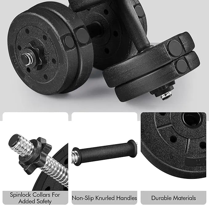 Adjustable Dumbbell Set with Spinlock Collars - Home Gym Weights