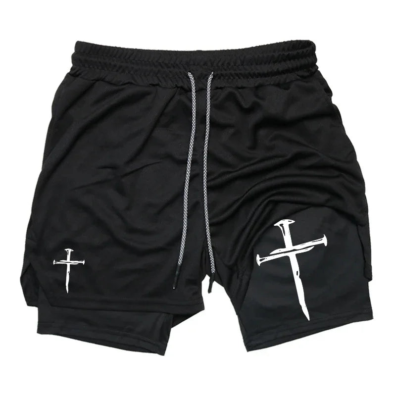 Cross Graphic 2 in 1 Workout Running Shorts for Men