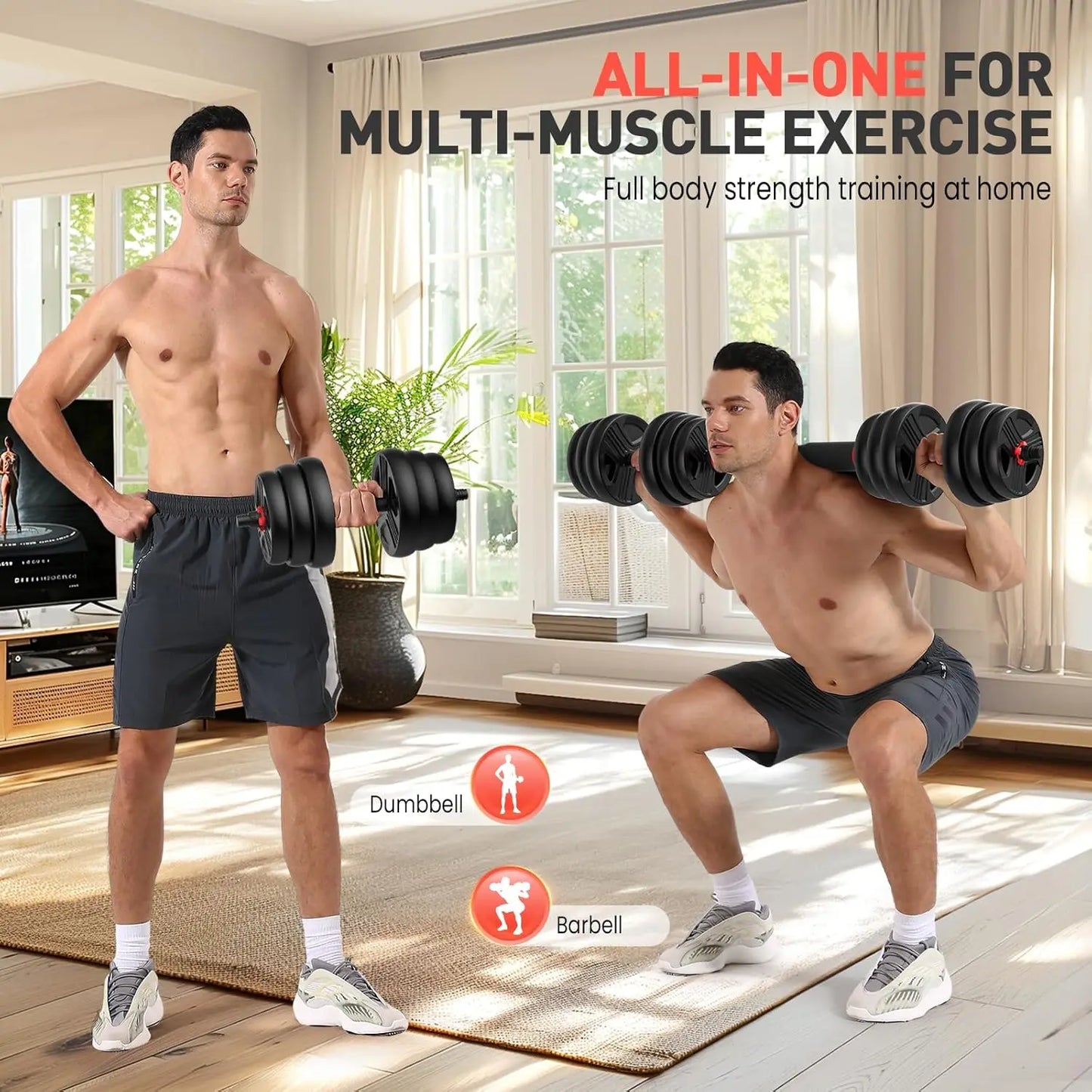 Adjustable Dumbbells, 30/40/80lbs Free Weight Set with Connector