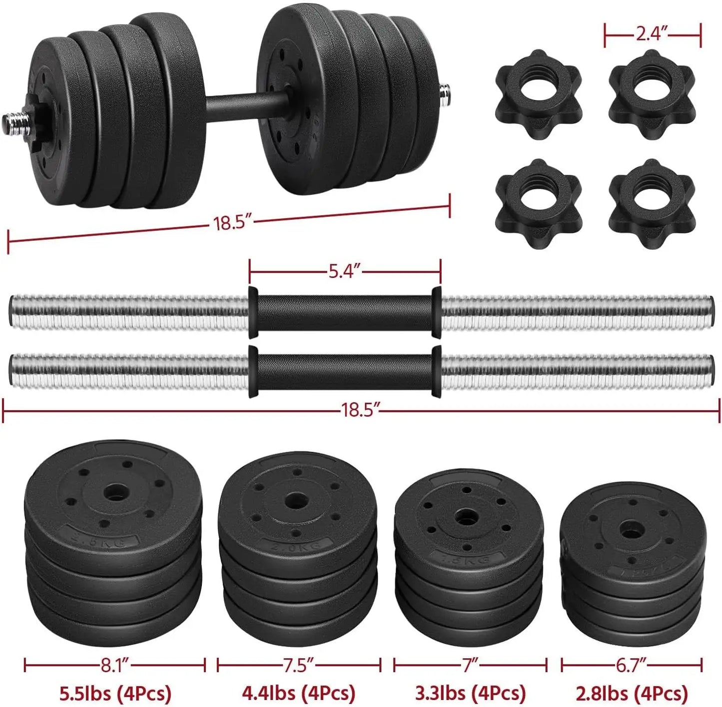 66LB Adjustable Dumbbell Weight Set
