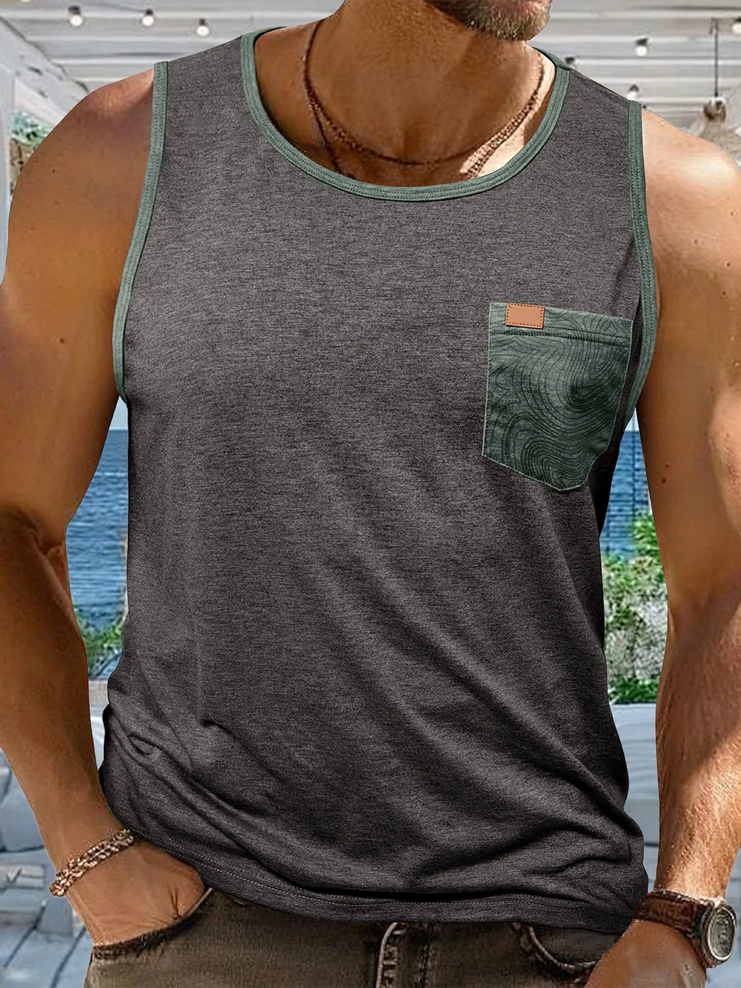Men Sleeveless Crew Neck