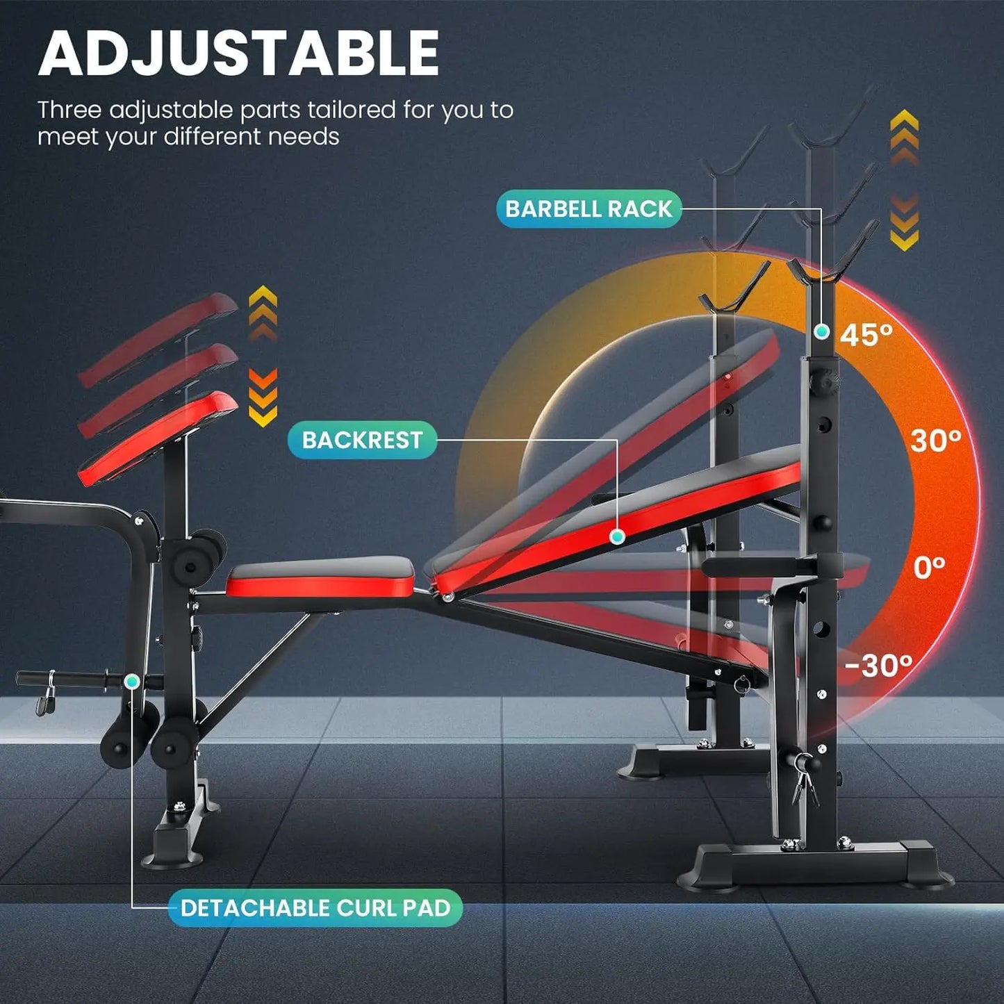 6 in 1 660lbs Weight Bench