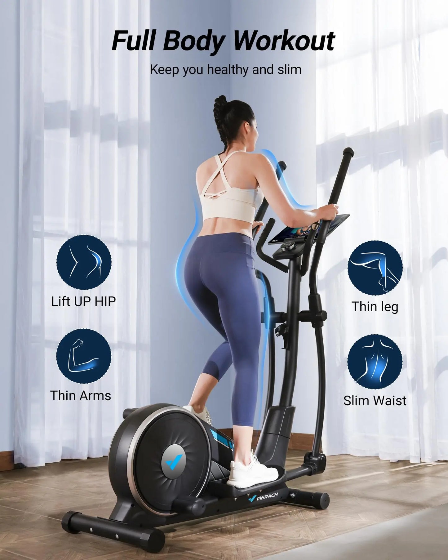 Elliptical Machine Home Hyper-Quiet Magnetic Drive System 16Levels