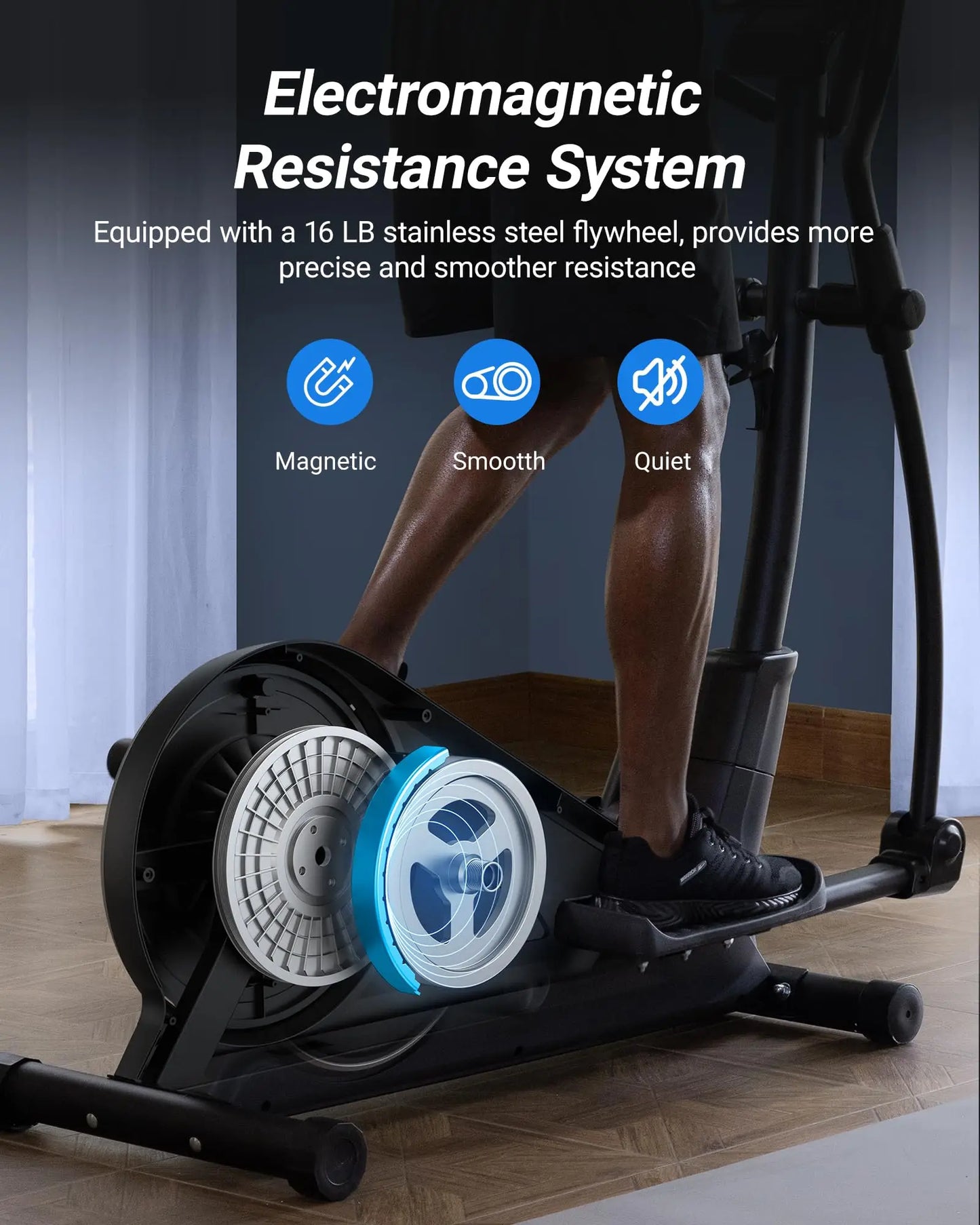 Elliptical Machine Home Hyper-Quiet Magnetic Drive System 16Levels