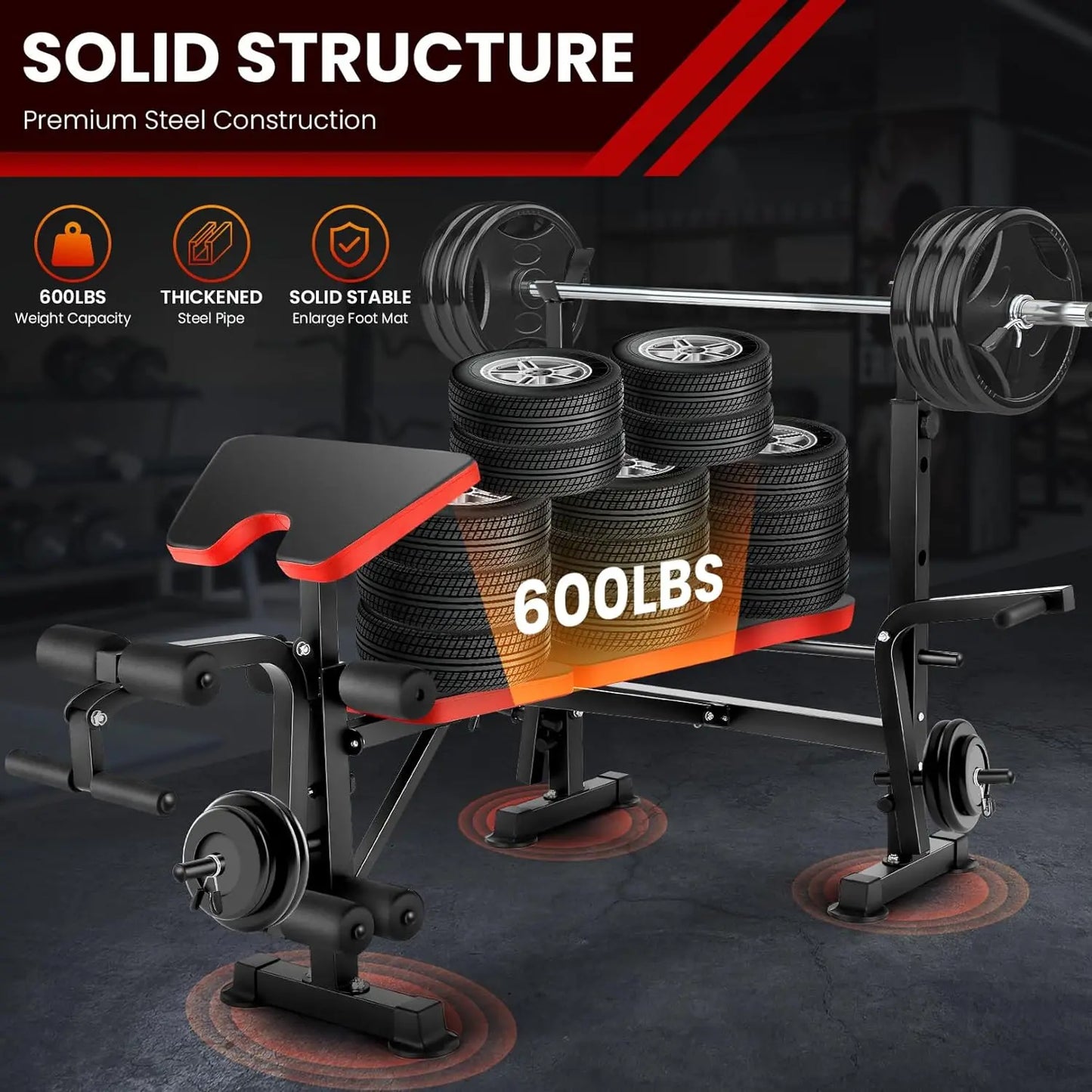 6 in 1 660lbs Weight Bench