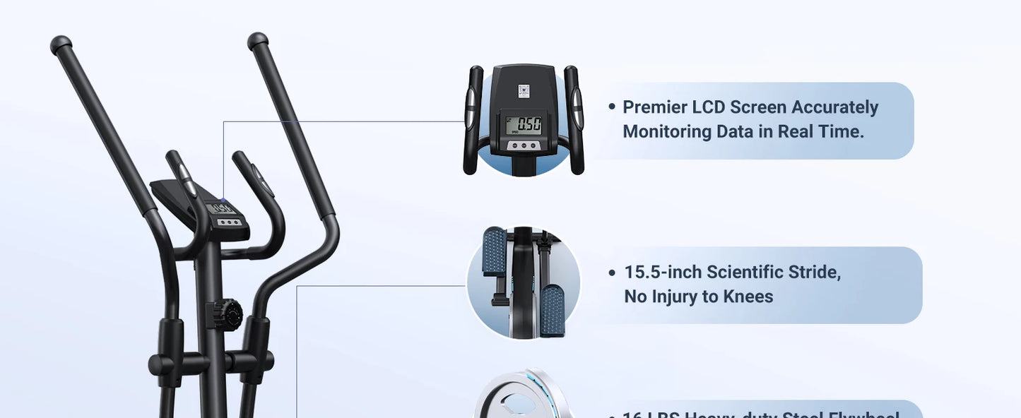 Elliptical Machine Home Hyper-Quiet Magnetic Drive System 16Levels