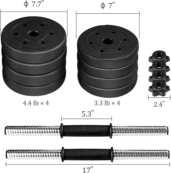 Adjustable Dumbbell Set with Spinlock Collars - Home Gym Weights