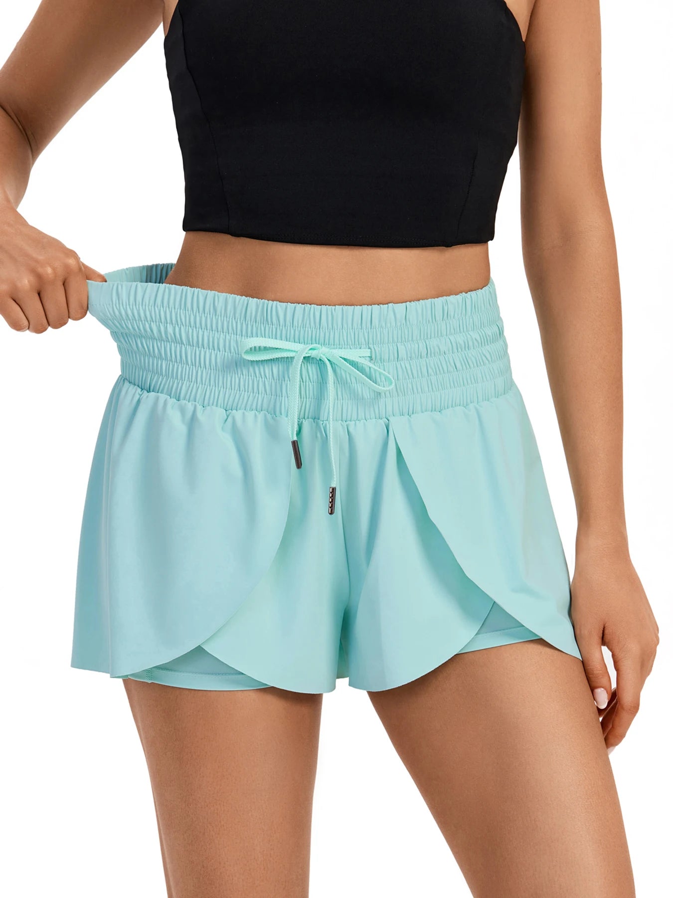 2 IN 1 High Waisted Flowy Athletic Shorts