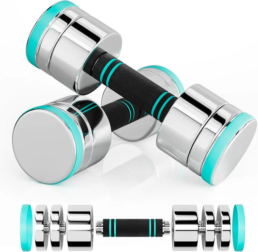 Steel Dumbbells Ultracompact & Adjustable Chrome