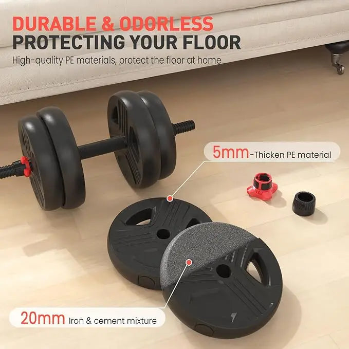 Adjustable Dumbbell Set (20-80lbs) - Converts to Barbell & Kettlebells for Home Gym