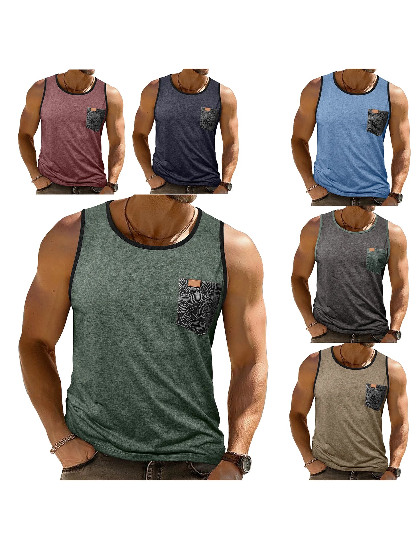 Men Sleeveless Crew Neck