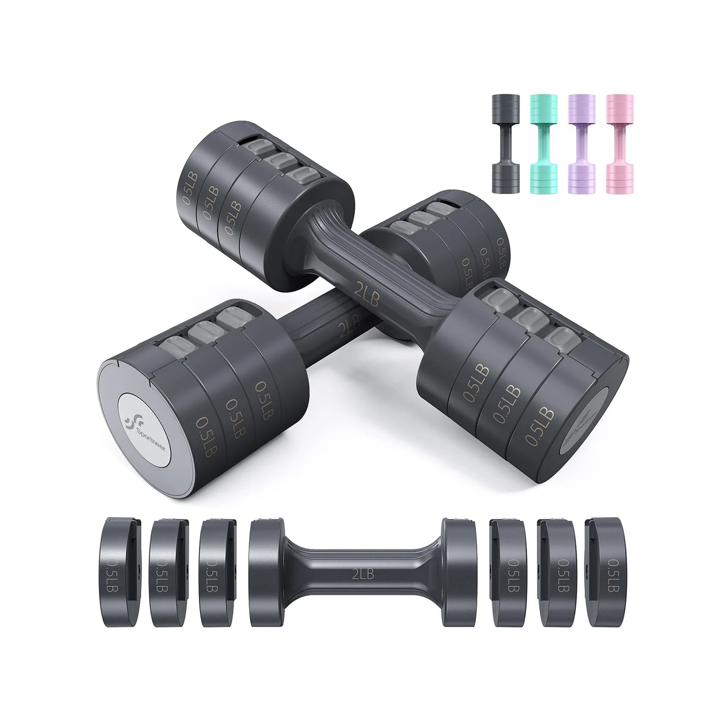Adjustable Dumbbells Hand Weights Set 5 LB