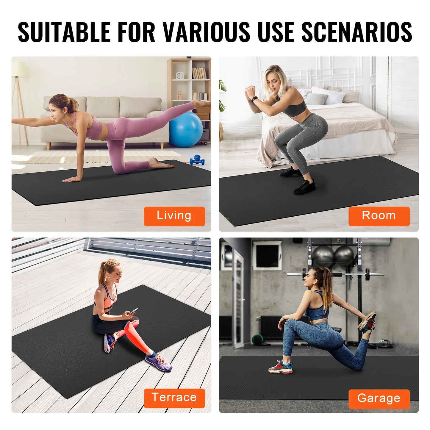 8X6FT Exercise Yoga Mat Non-Slip