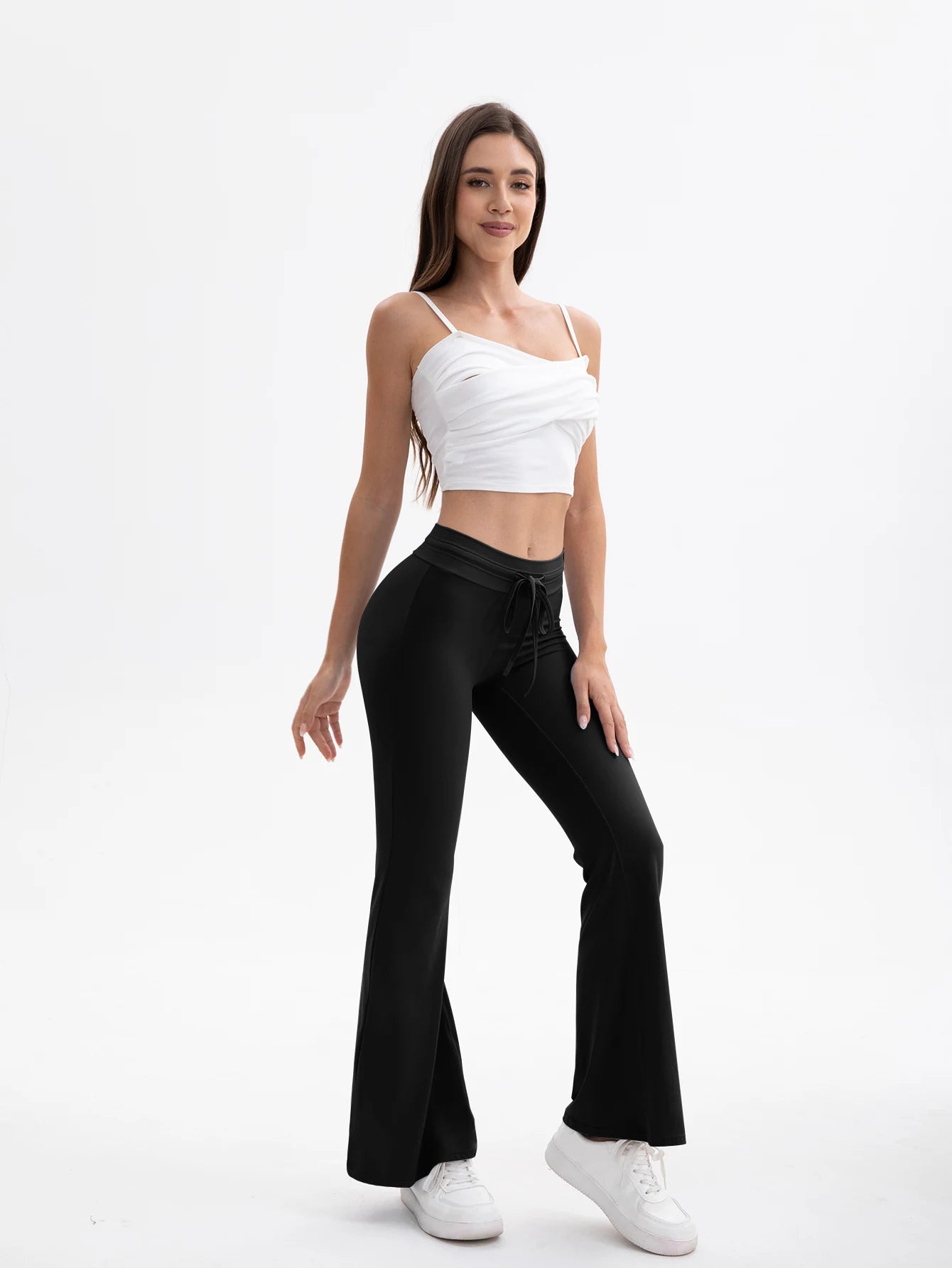 3pcs Women's High-Waisted Workout Flare Leg Pants