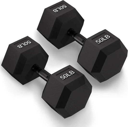 Rubber Encased Exercise & Fitness Hex Dumbbell