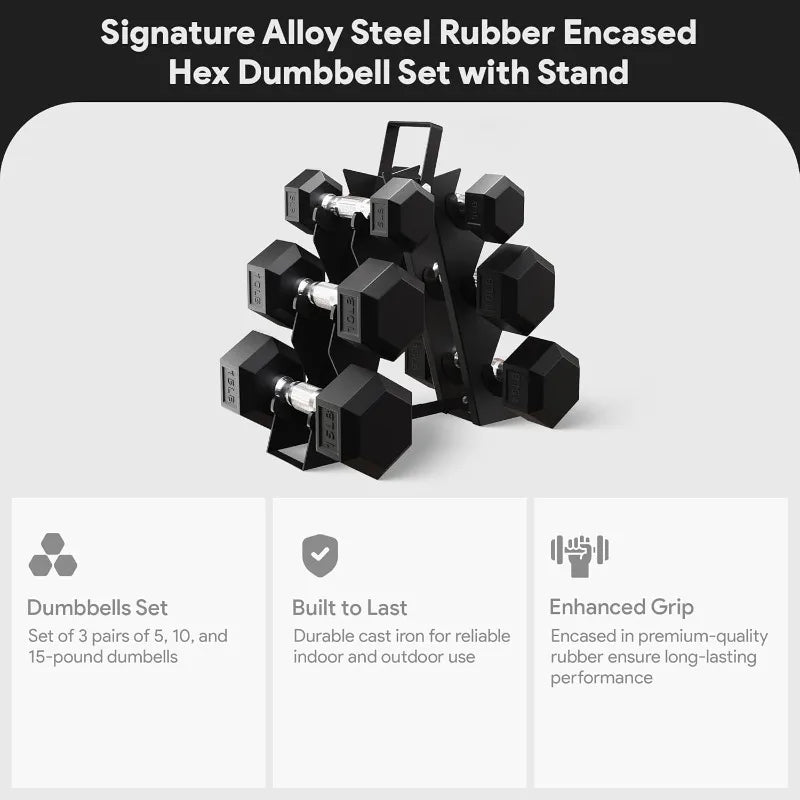 BalanceFrom Premium Rubber Encased Hex Dumbbell Sets