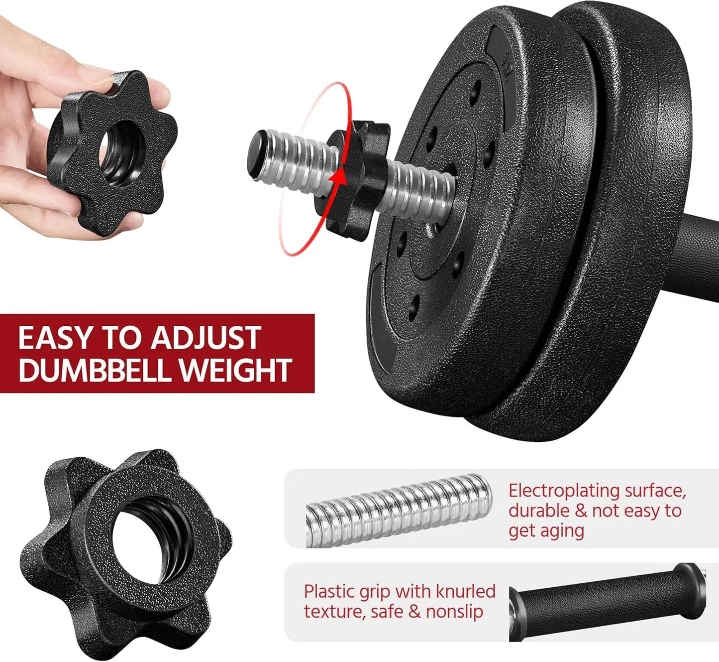 66LB Adjustable Dumbbell Weight Set