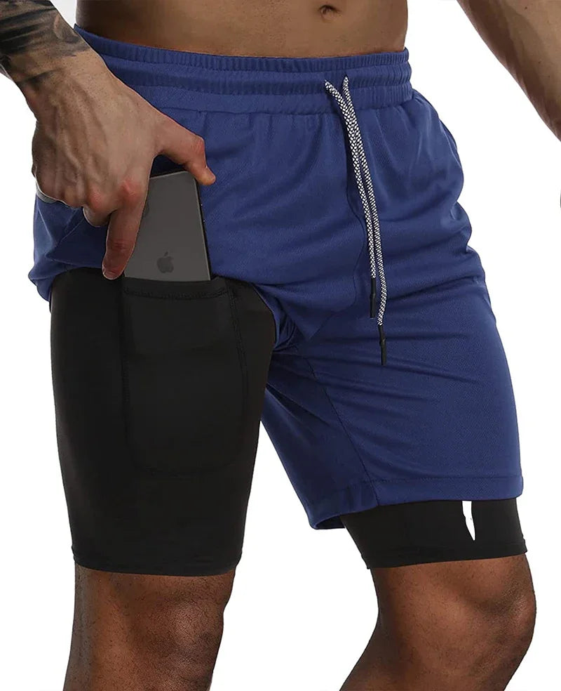 Cross Graphic 2 in 1 Workout Running Shorts for Men