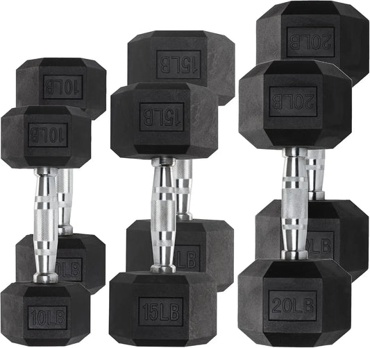 Hex Dumbbell Sets - Heavy Duty PVC Coated Weights