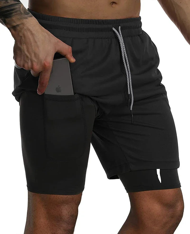 Cross Graphic 2 in 1 Workout Running Shorts for Men