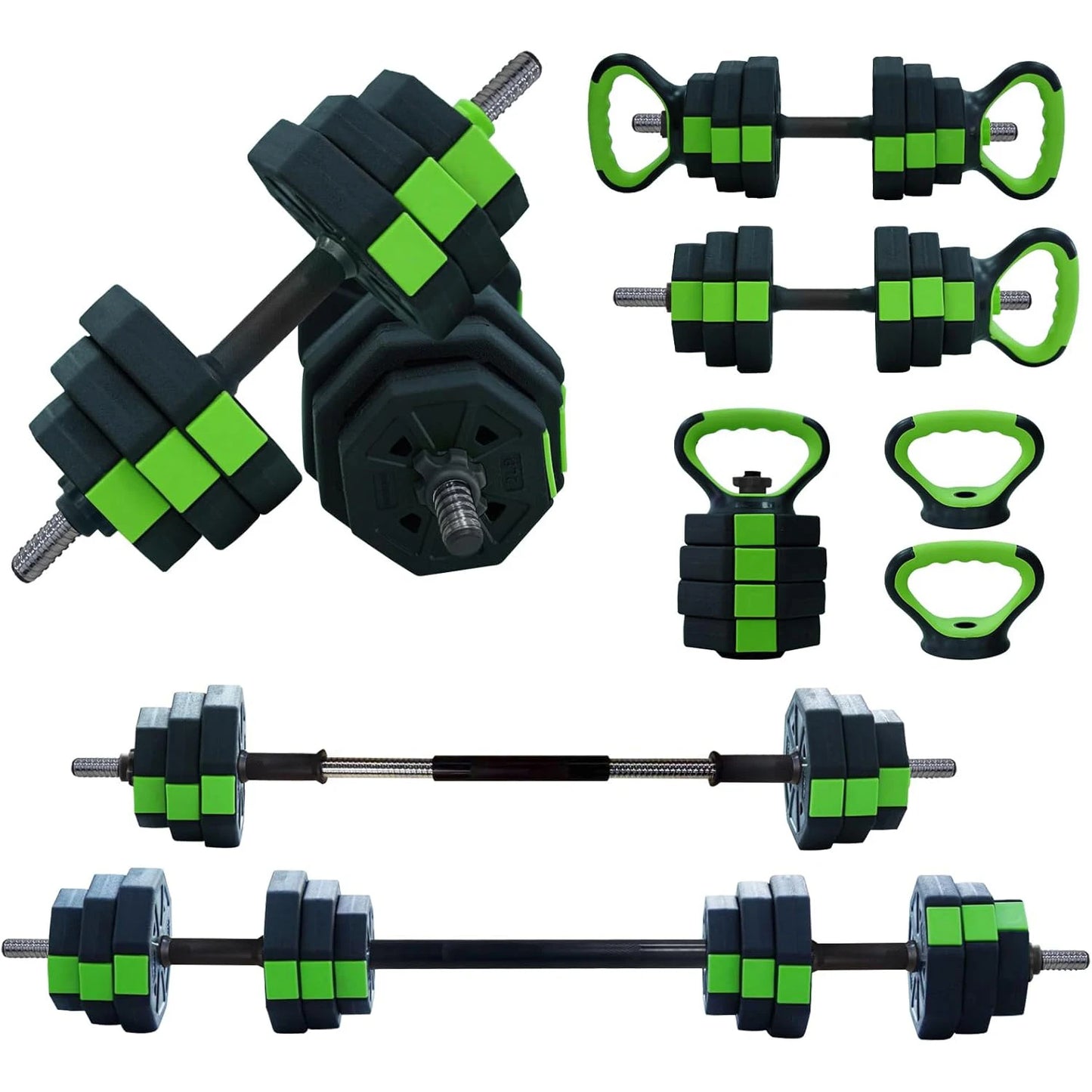 4 in 1 Adjustable Dumbbell Set,44lbs Weight Set with Iron Handle Used as Kettlebell