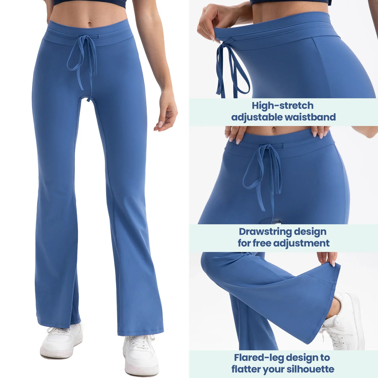 3pcs Women's High-Waisted Workout Flare Leg Pants