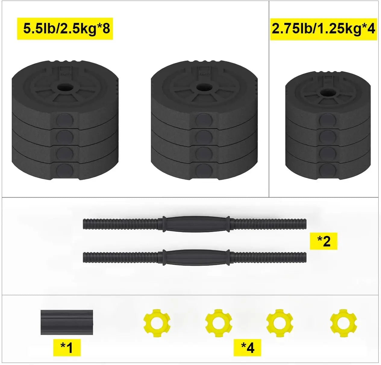 Adjustable Dumbbells Set of 2, 55 LB Dumbbells Weights Set