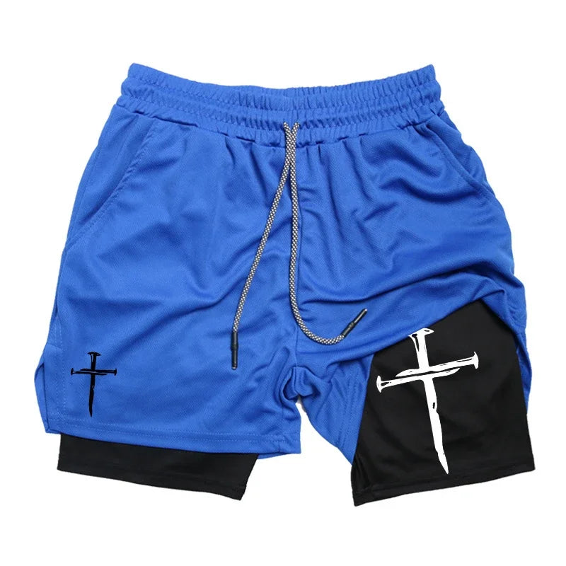 Cross Graphic 2 in 1 Workout Running Shorts for Men
