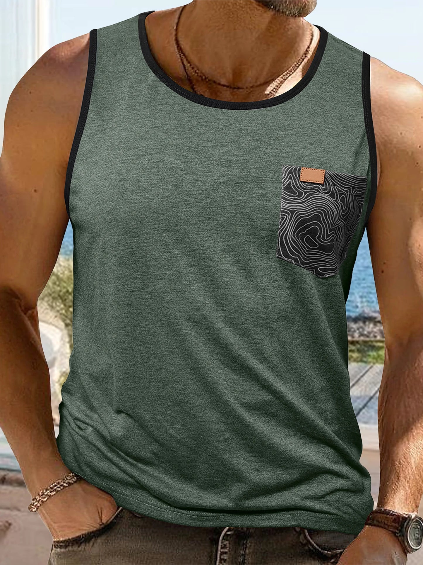 Men Sleeveless Crew Neck