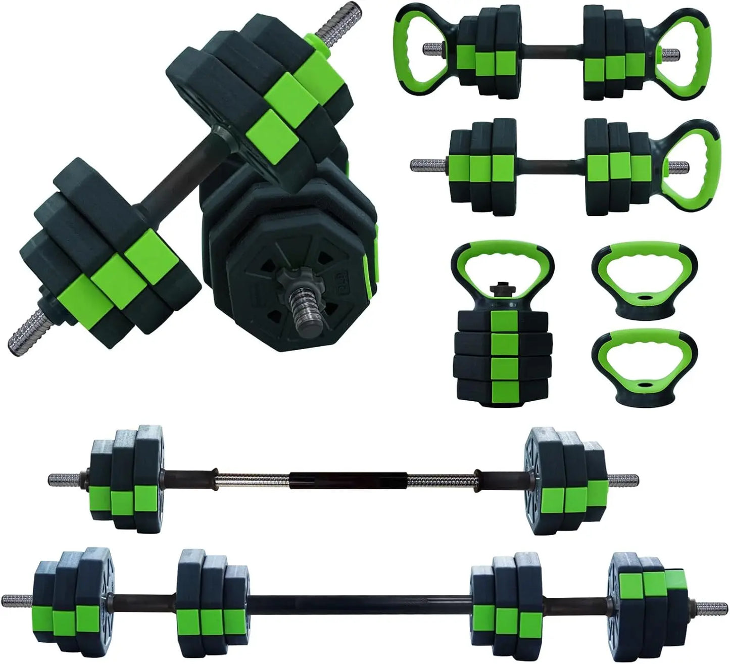 4 in 1 Adjustable Dumbbell Set,44lbs Weight Set with Iron Handle Used as Kettlebell