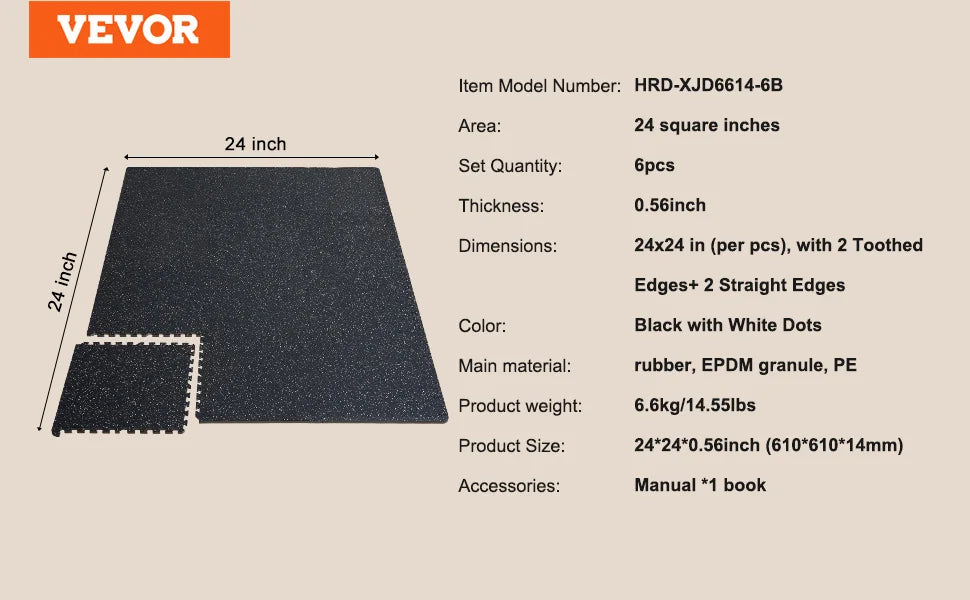 SucceBuy 0.56 Inch 25 Tiles Rubber Top