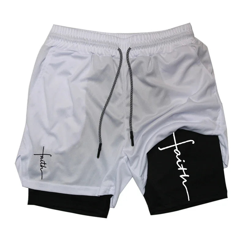 Cross Graphic 2 in 1 Workout Running Shorts for Men