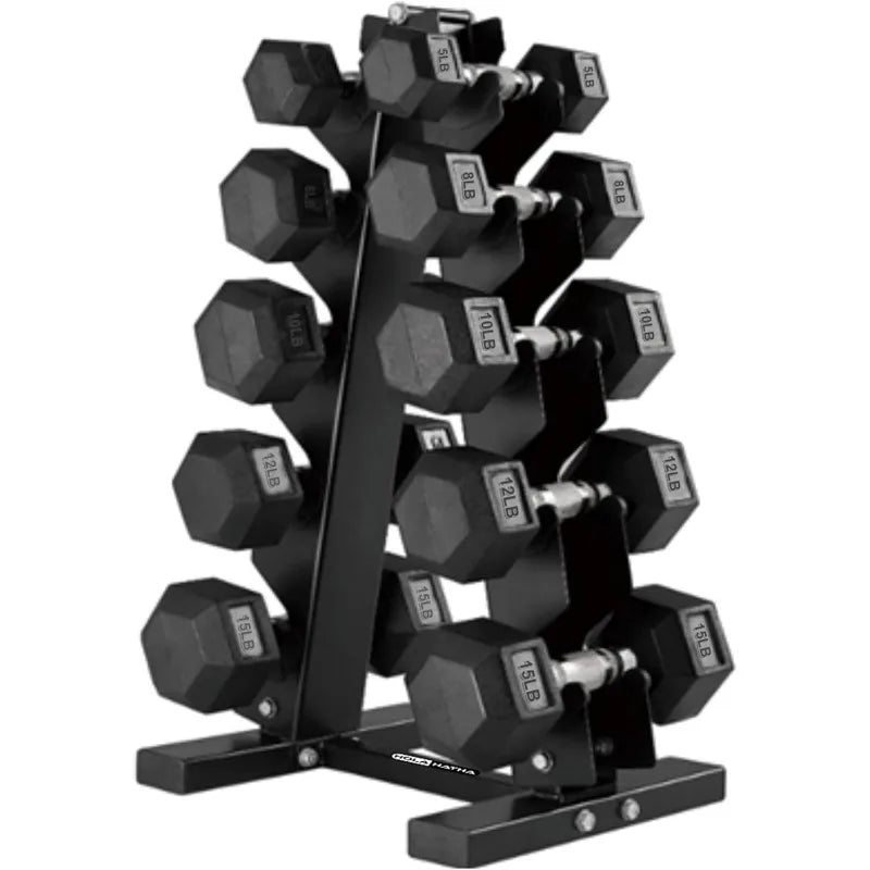 Hexagonal Dumbbell Free Hand Weight Set w/Rack