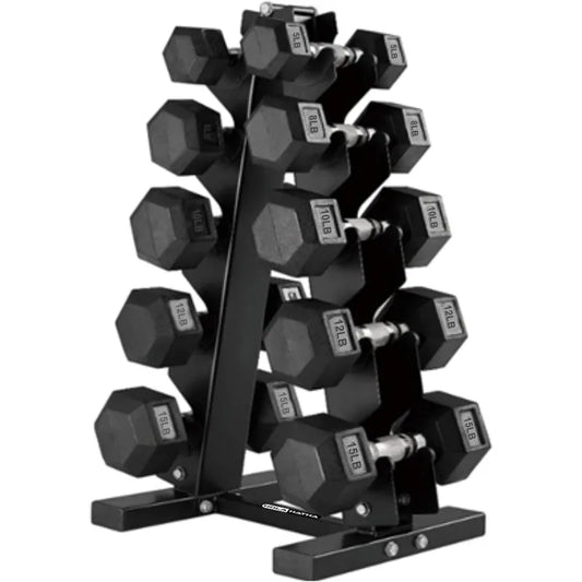 Hexagonal Dumbbell Free Hand Weight Set w/Rack