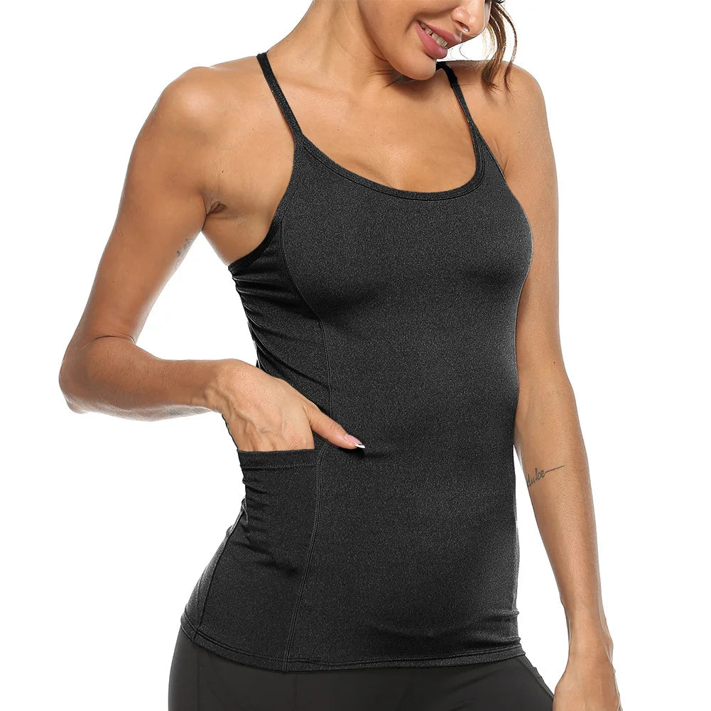 Female Yoga Vest Sleeveless Backless Sport Shirt