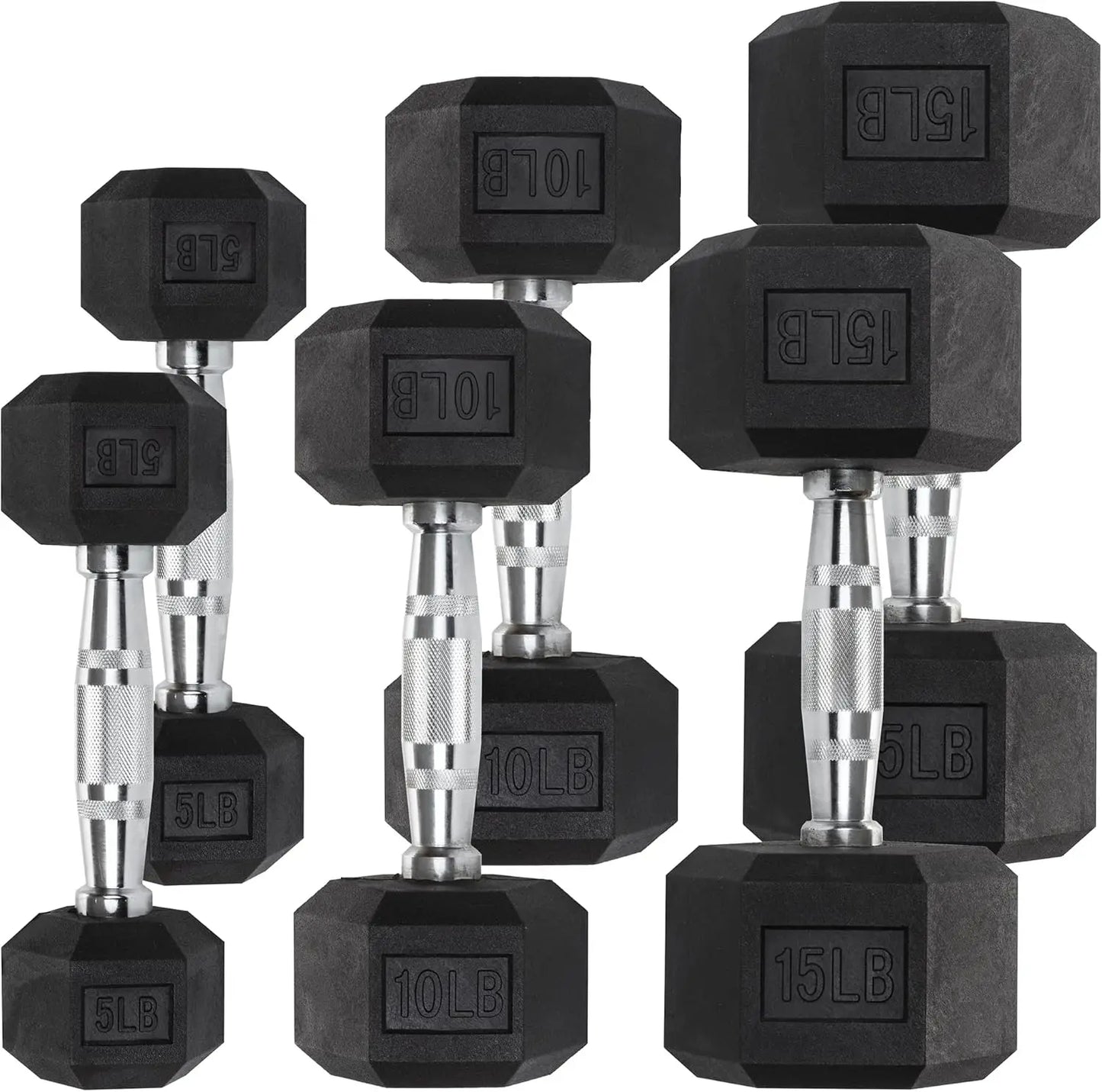 Hex Dumbbell Sets - Heavy Duty PVC Coated Weights