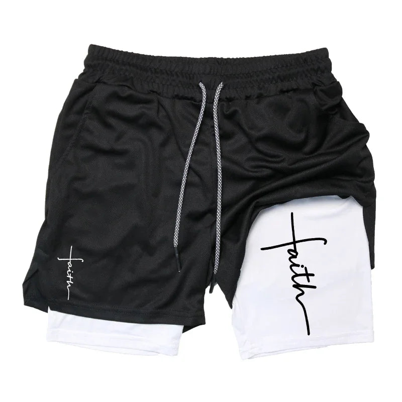 Cross Graphic 2 in 1 Workout Running Shorts for Men
