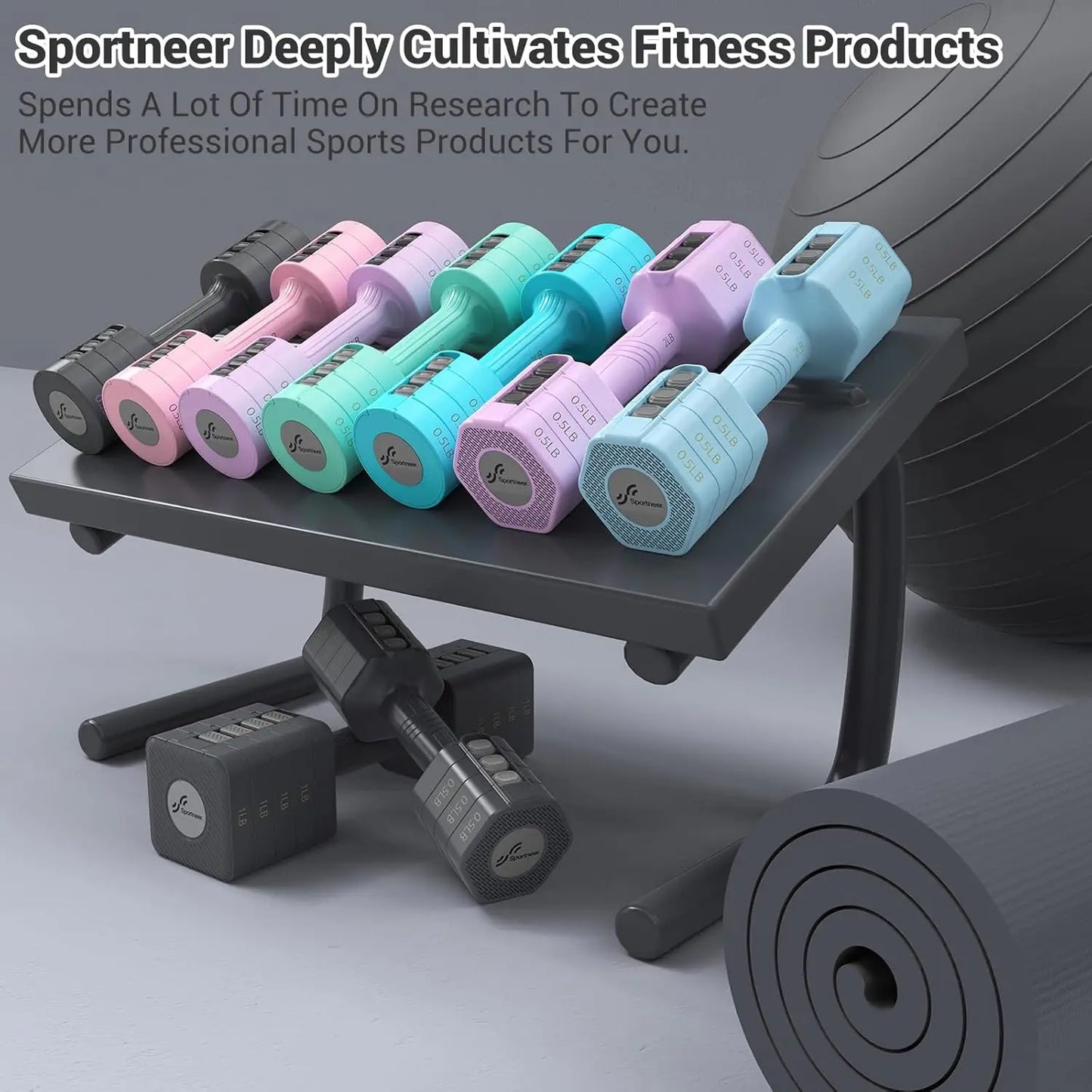 Adjustable Dumbbells Hand Weights Set 5 LB