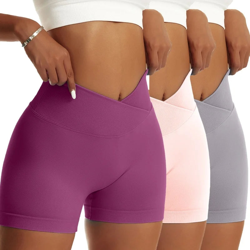3 Pieces Women Solid Peach Hip Sports Pants