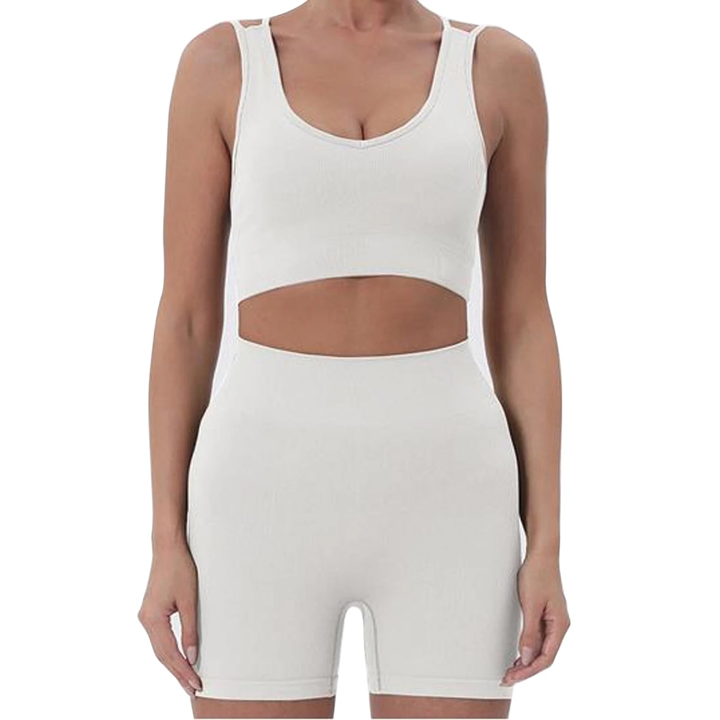 2 Piece Outfits Sleeveless Crop Tops High Waisted Shorts Set