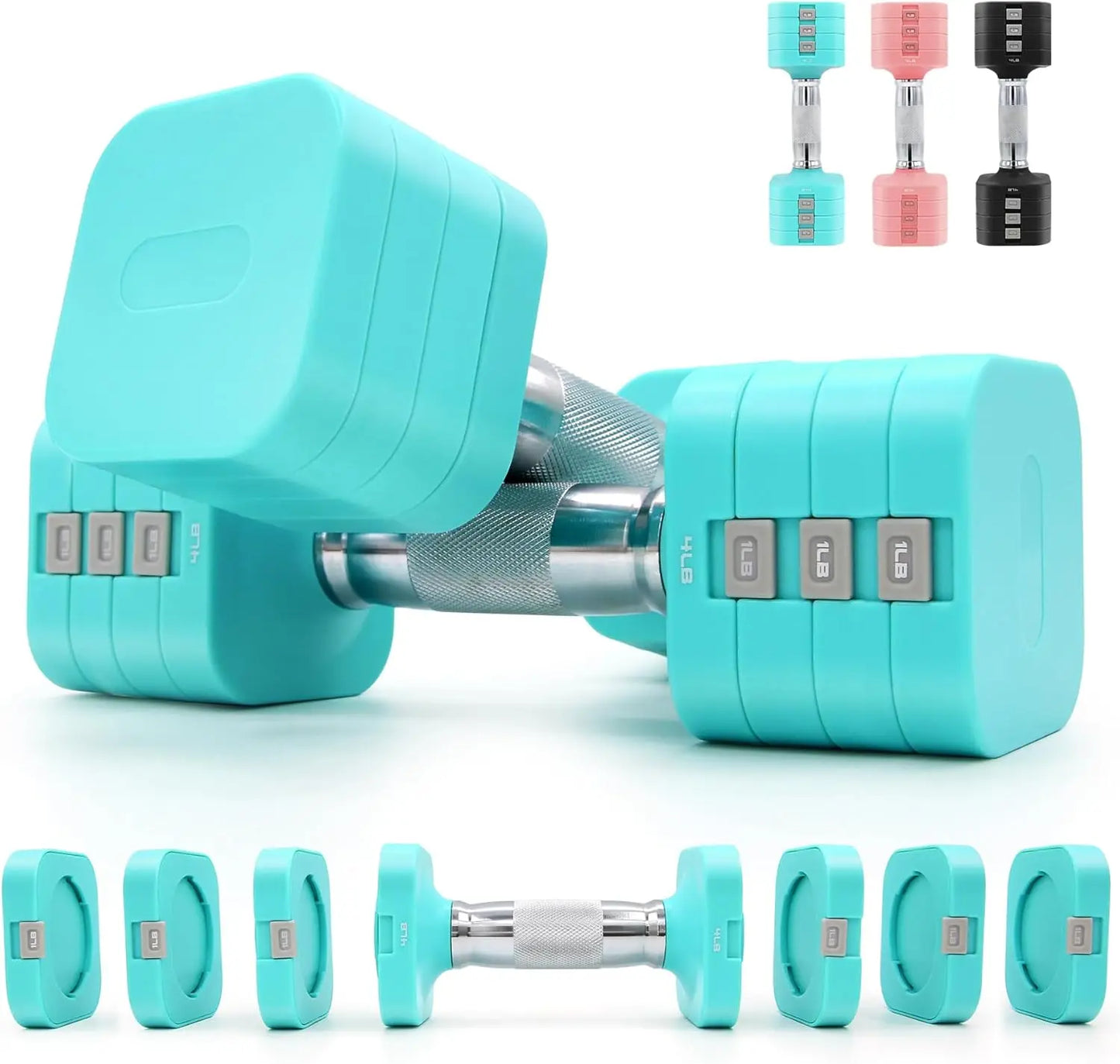 20LBS Adjustable Dumbbell Set, 4 in 1 Free Weights Dumbbells Set for,4lb 6lb 8lb 10lb