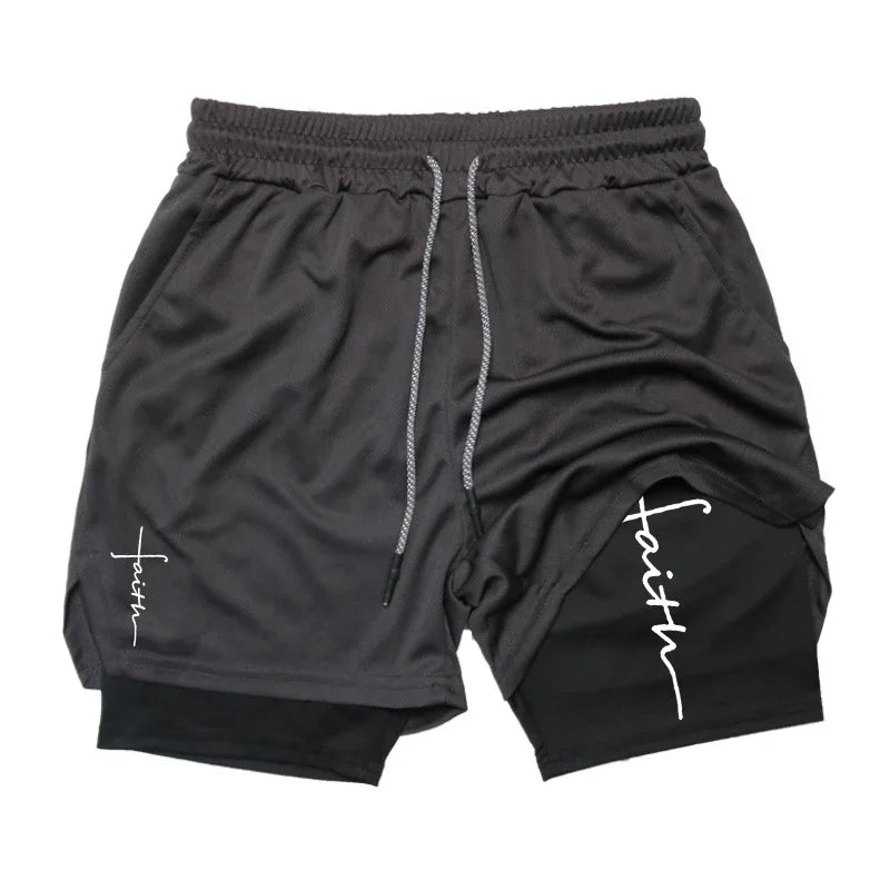Cross Graphic 2 in 1 Workout Running Shorts for Men