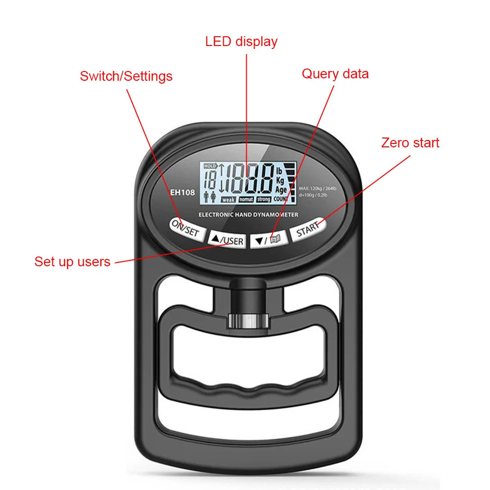 Digital Hand Dynamometer 265Lbs/120Kg