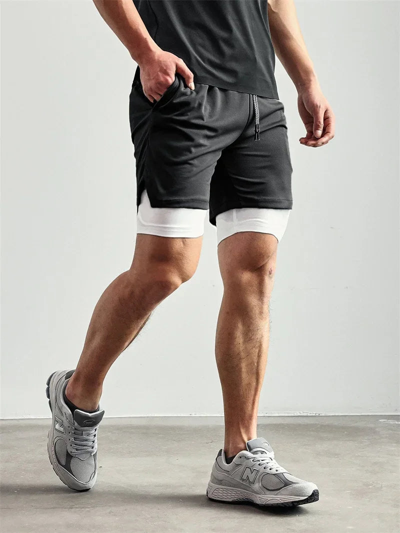 Cross Graphic 2 in 1 Workout Running Shorts for Men