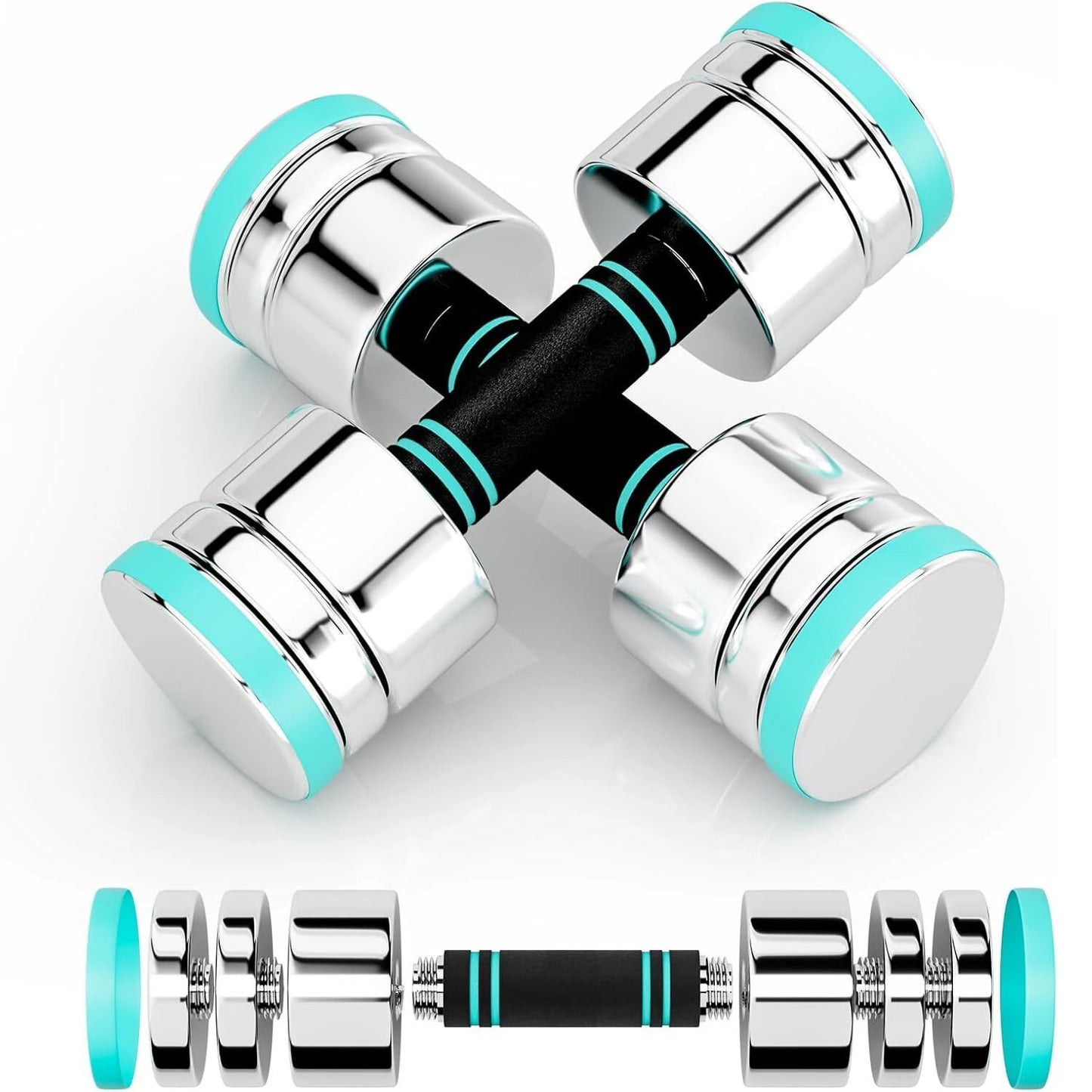 Steel Dumbbells Ultracompact & Adjustable Chrome