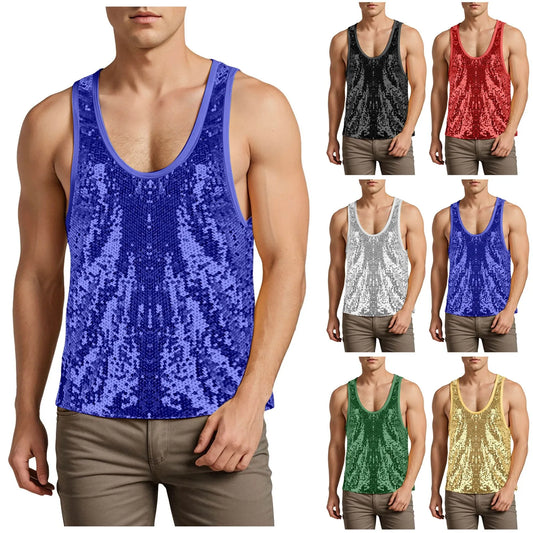 Mens Glitter Sequin  Tops
