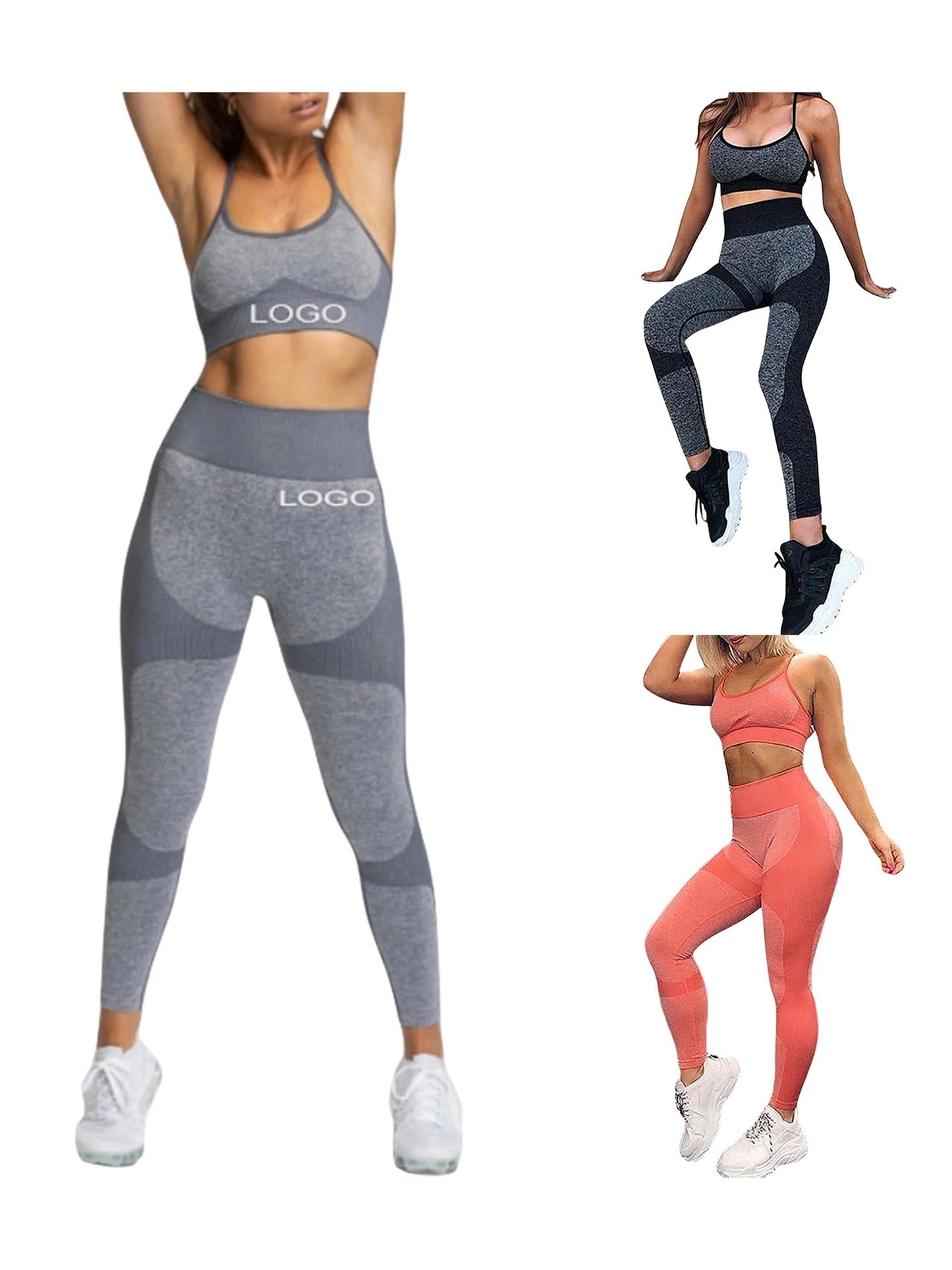 Crop Top with High Waist Leggings 2-Piece Workout