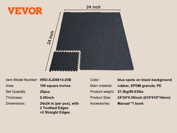SucceBuy 0.56 Inch 25 Tiles Rubber Top