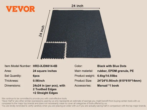 SucceBuy 0.56 Inch 25 Tiles Rubber Top