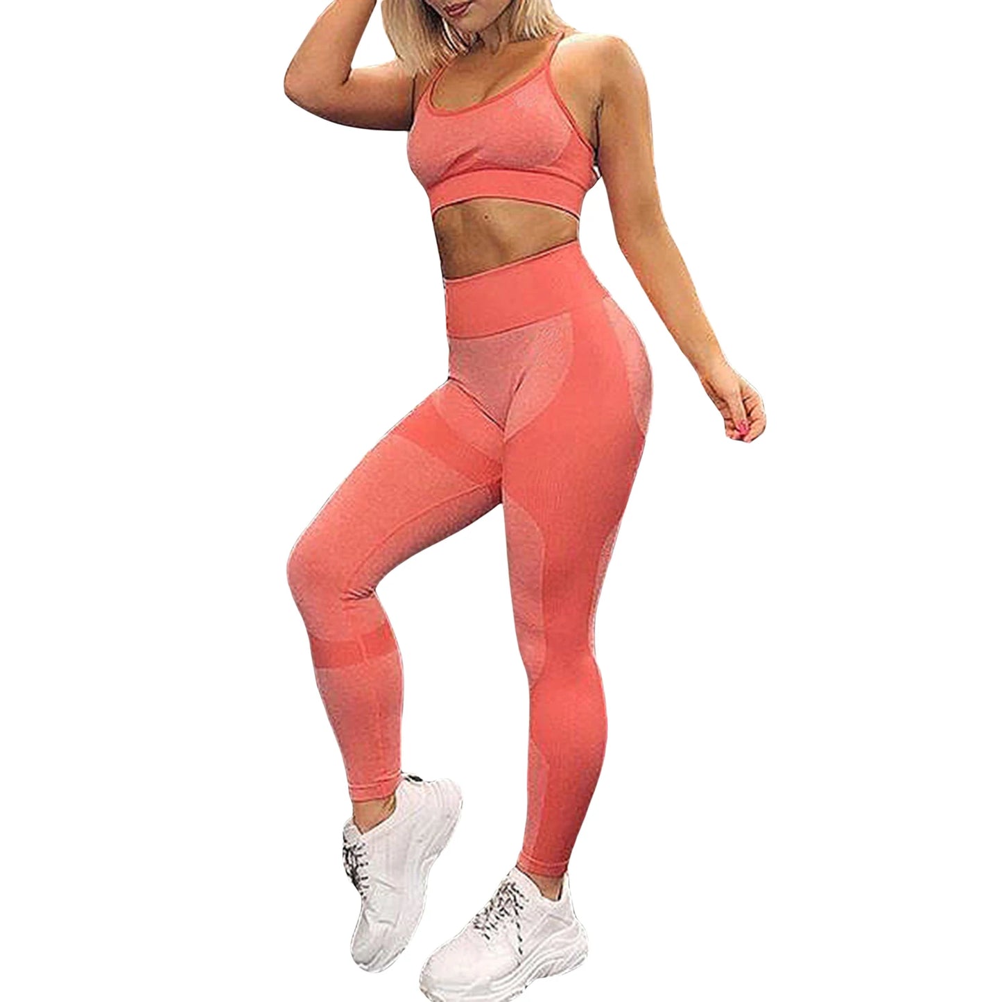 Crop Top with High Waist Leggings 2-Piece Workout